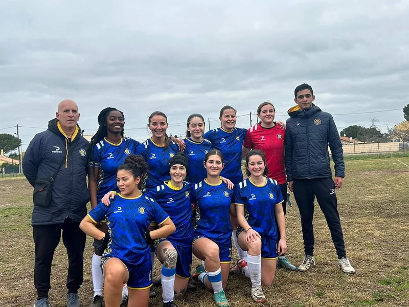 Photo d’archives : équipe Seniors 2F du JCFA en déplacement à Lignan, janvier 2024