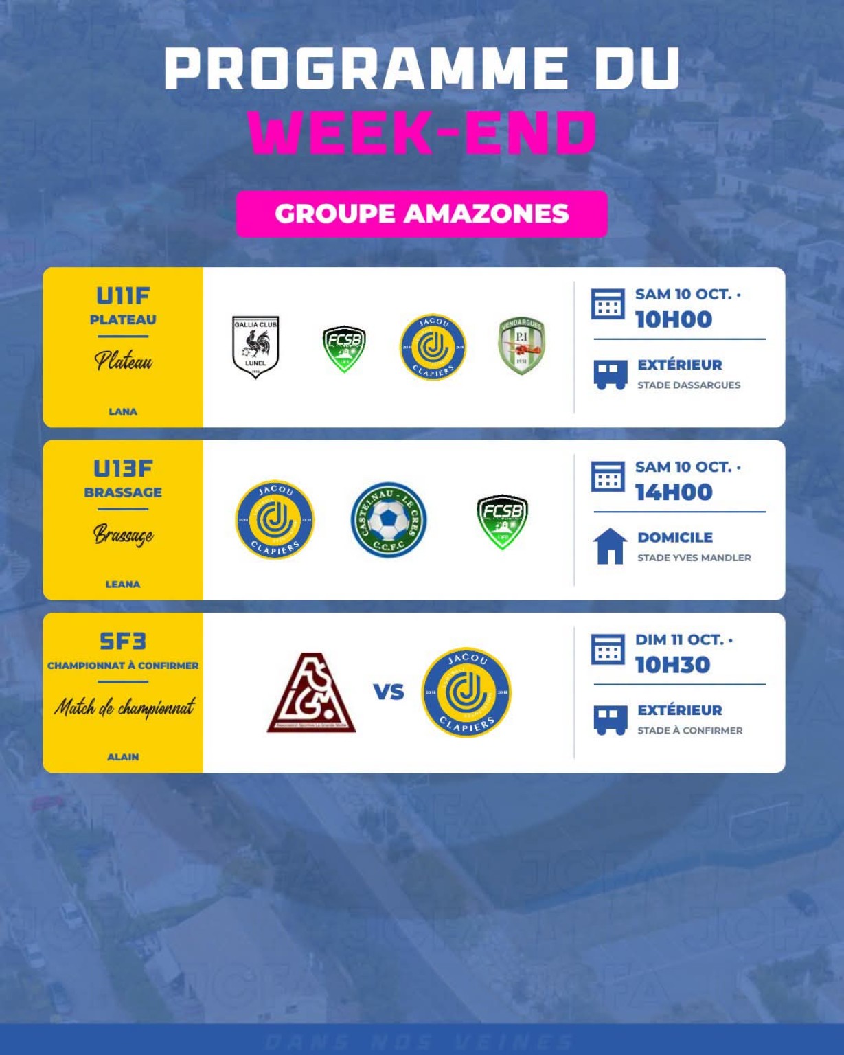Amazones : U11F, U13F et Seniors F 3